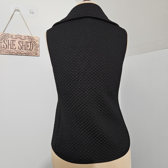 LAUREN Ralph Lauren Black Quilted Sleeveless Zip Vest Medium Old Money Preppy - Picture 4 of 16